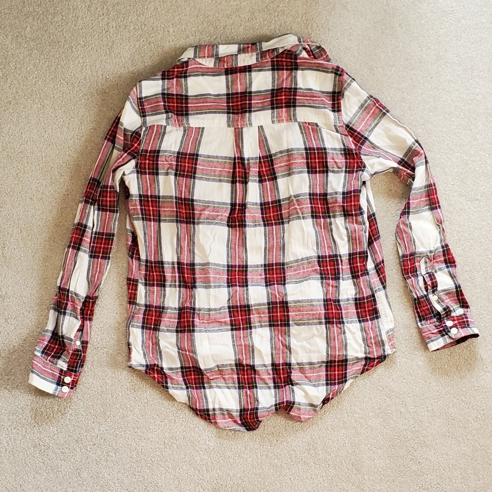 Ivory Plaid Button Down - Picture 3 of 5